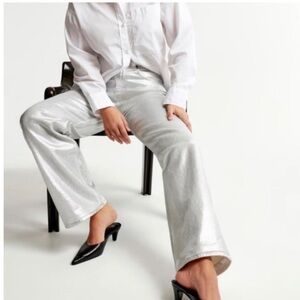 WAYF Silver Vegan Leather Jeans Size Small NWTS